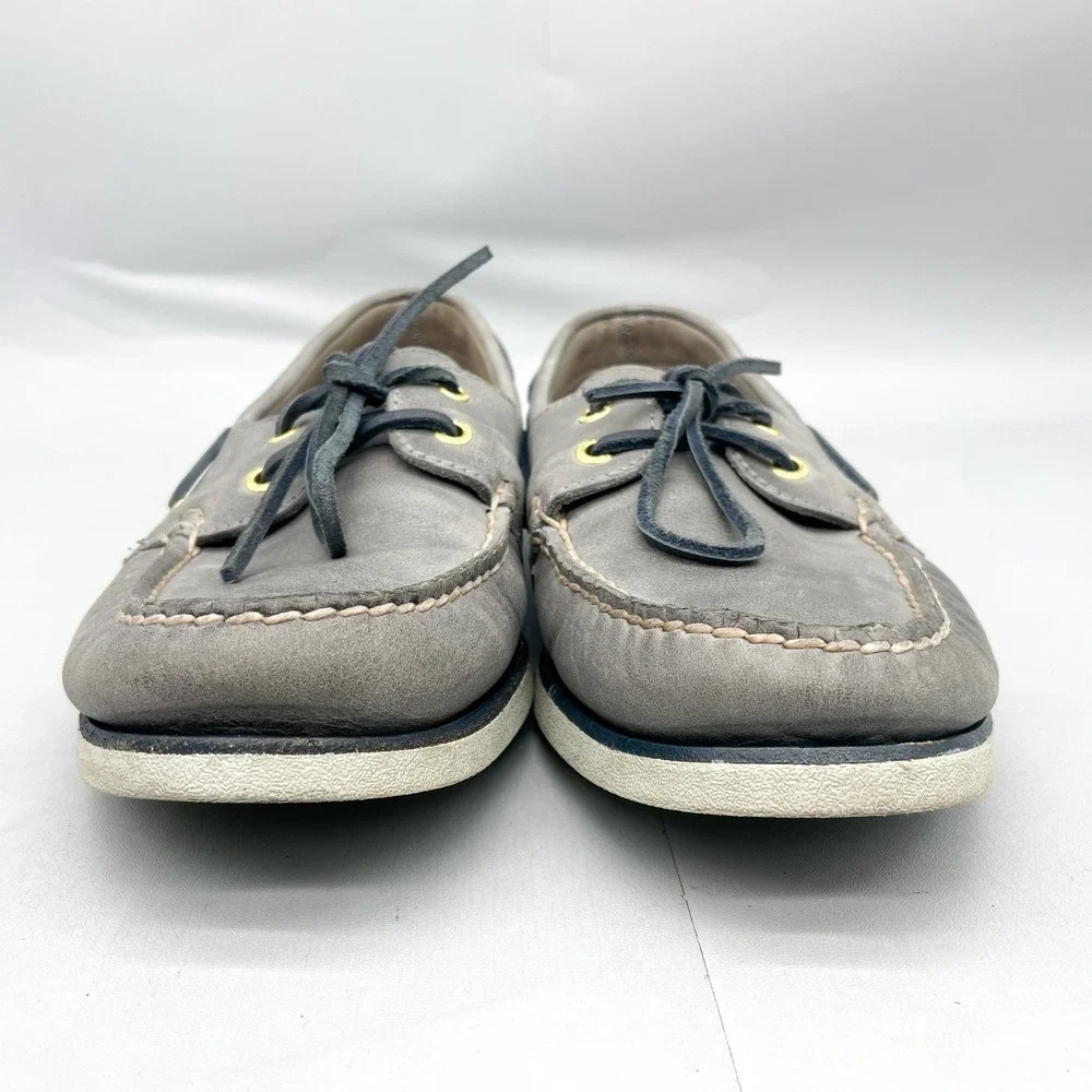 Sperry Gold Cup Authentic Original Boat Shoes Mens 10.5M Grey Leather Preppy